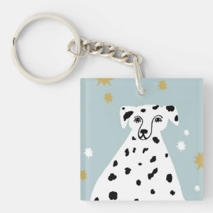 Cute Dalmatian Dog Abstract Illustration  Key Ring