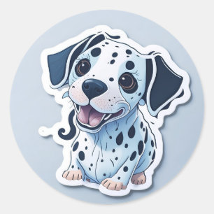 cute dalmatian dog classic round sticker