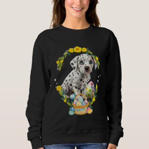 Cute Dalmatian Dog Dalmation Puppy Floral Easter E Sweatshirt