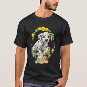 Cute Dalmatian Dog Dalmation Puppy Floral Easter E T-Shirt