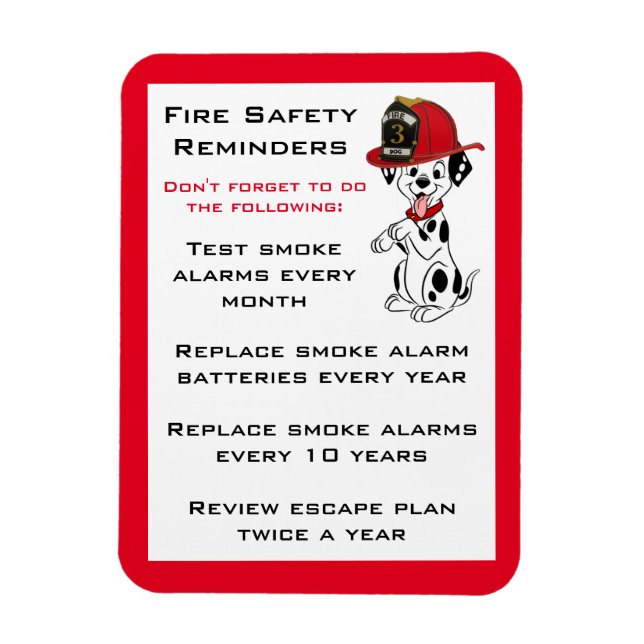 Cute Dalmatian Dog Fire Safety Reminders Magnet (Vertical)