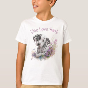 Cute Dalmatian Dog Floral T-Shirt