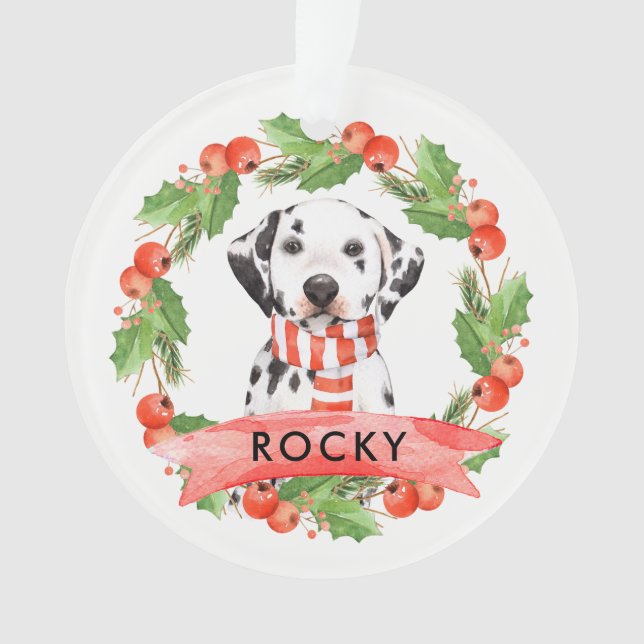 Cute Dalmatian Dog Pet Christmas Ornament (Front)