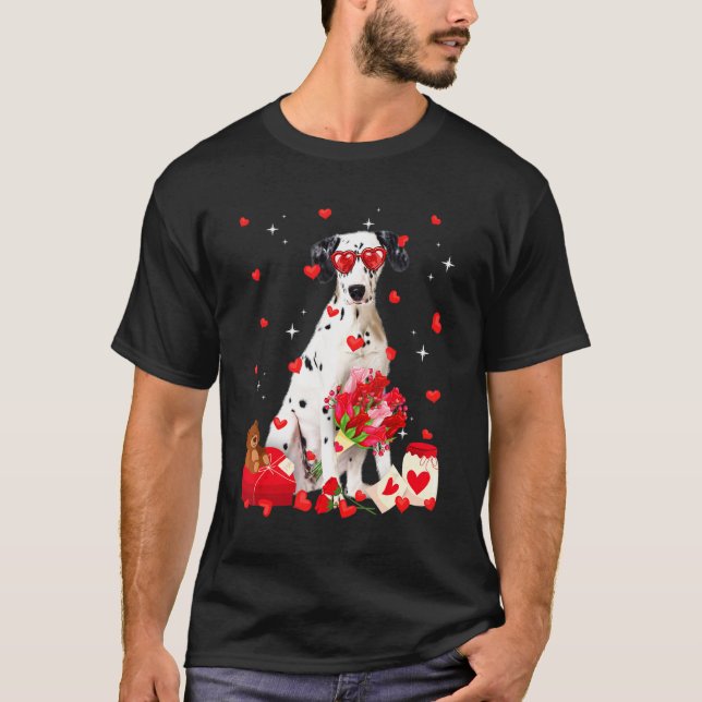Cute Dalmatian Dog Valentine Fun Dog Dad Dog Mum T-Shirt (Front)