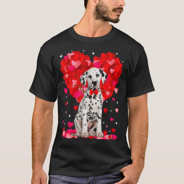 Cute Dalmatian Dog Valentines Day Heart Puppy Love T-Shirt (Front)