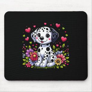 Cute Dalmatian Dog With Hearts Dalmatian Valentine Mouse Mat