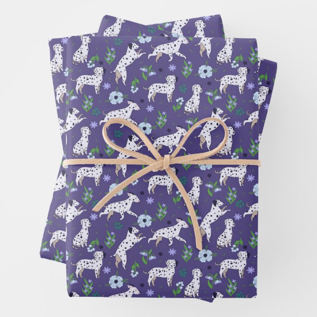 Cute Dalmatian Dogs Pets Pattern Wrapping Paper Sheet (In situ)