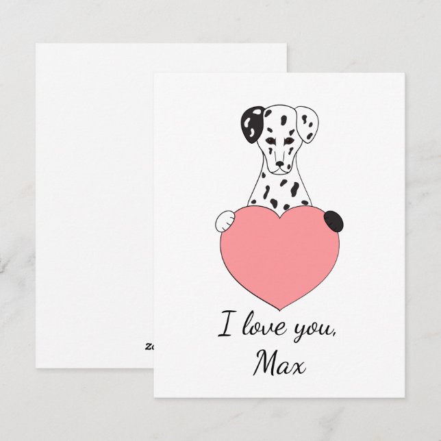 Cute dalmatian in love Valentine Holiday Card (Front/Back)