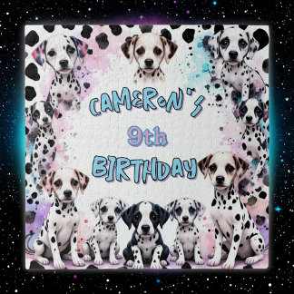 Cute Dalmatian Puppy Birthday Watercolor Puzzle
