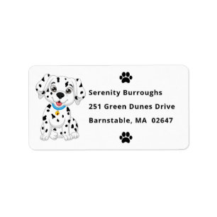 Cute Dalmatian Puppy Dog Cartoon Firedog Label
