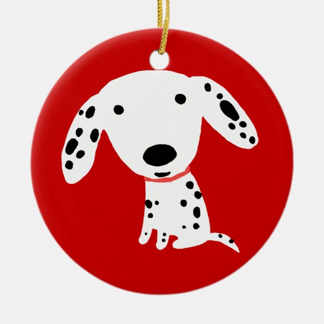 Cute Dalmatian Puppy Dog Christmas Holiday Xmas Ceramic Tree Decoration (Front)