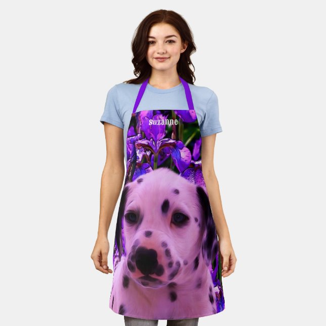 Cute Dalmatian Puppy Dog Personalised Apron (Worn)