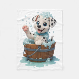 Cute Dalmatian Puppy in Bathtub Fleece Blanket