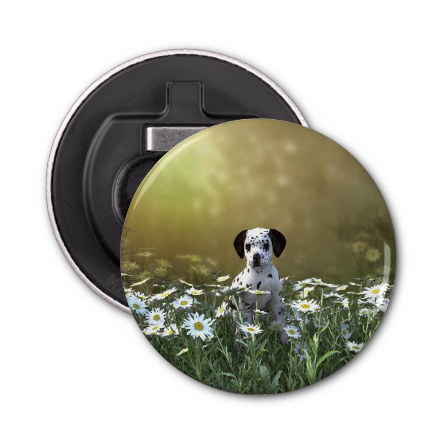 Cute Dalmatian Puppy in Daisies Bottle Opener (Front)