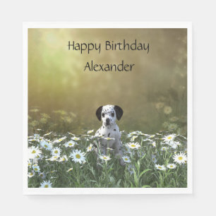 Cute Dalmatian Puppy in Daisies Napkin