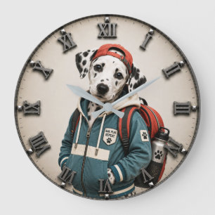 Cute Dalmatian Puppy Large Clock