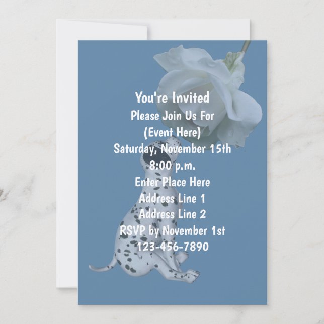 Cute Dalmatian Puppy Rose Animal Party Invitation (Front)