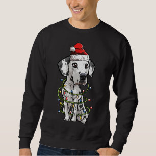 Cute Dalmatian Santa Christmas Tree Lights Xmas Sweatshirt