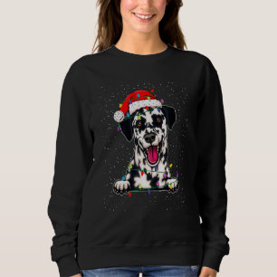 Cute Dalmatian Santa Hat Christmas Lights Xmas Tre Sweatshirt