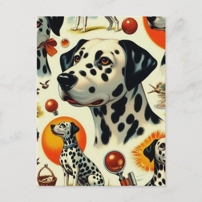Cute Dalmatian Seamless Postcard (Front)