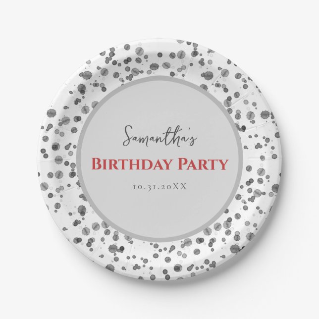 Cute Dalmatian Spots Kids Birthday Party Paper Plate (Front)