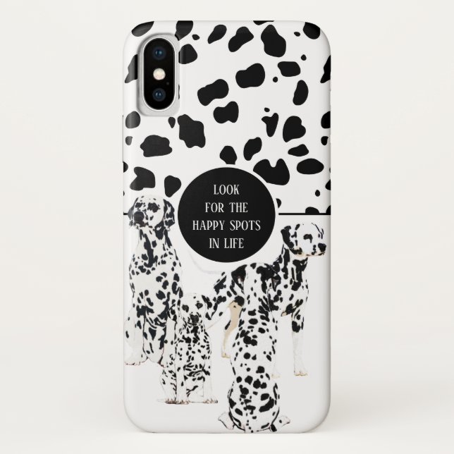 Cute Dalmatians Black & White Happy Spots Case-Mate iPhone Case (Back)