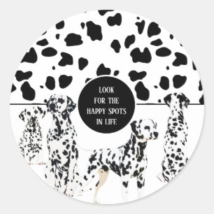 Cute Dalmatians Black & White Happy Spots Classic Round Sticker