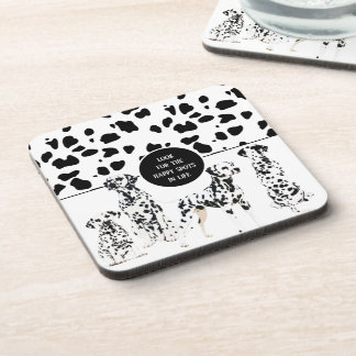 Cute Dalmatians Black & White Happy Spots Coaster