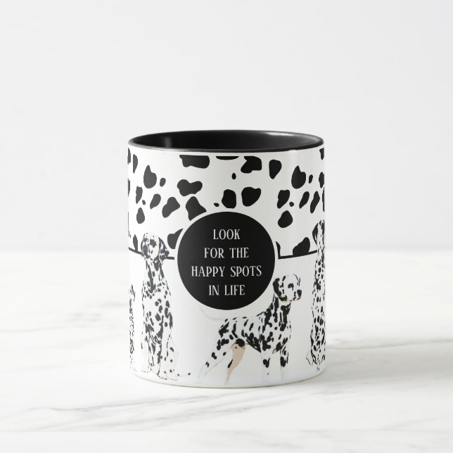 Cute Dalmatians Black & White Happy Spots Mug (Center)