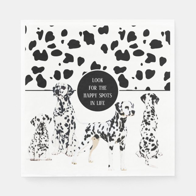 Cute Dalmatians Black & White Happy Spots Napkin (Front)
