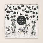 Cute Dalmatians Black & White Happy Spots Scarf<br><div class="desc">Cute dalmatian breed dogs and a puppy with black and white dalmatian spots pattern and a badge with the quote "Look for the happy spots in life."
Personalise by changing the text.</div>