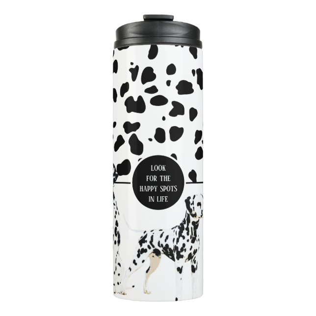 Cute Dalmatians Black & White Happy Spots Thermal Tumbler (Front)