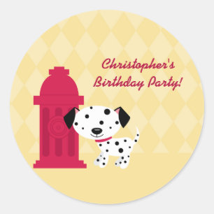 Cute dalmation doggie birthday party stickers