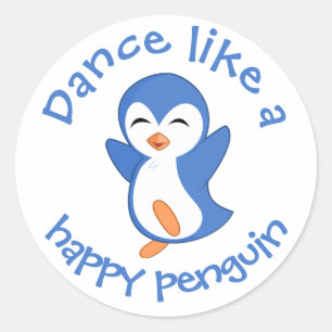 Cute Dance Like a Happy Penguin Classic Round Sticker