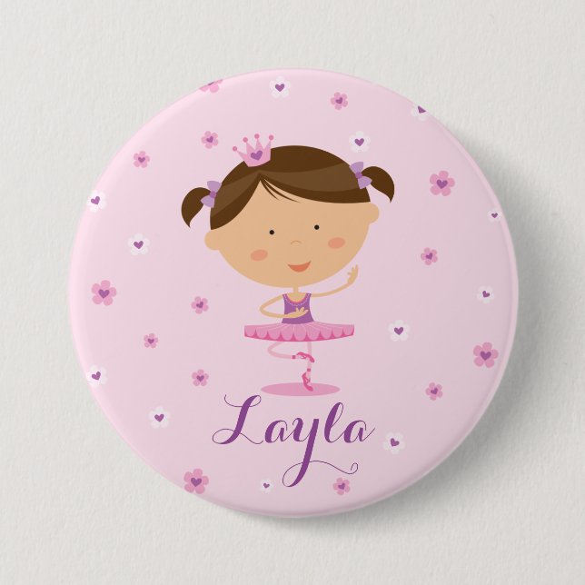 Cute Dancer Ballerina Girl Button (Front)
