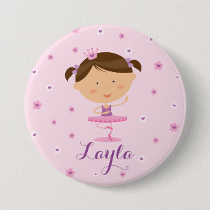 Cute Dancer Ballerina Girl Button