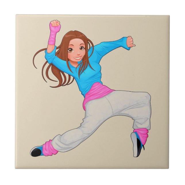 Cute dancer hip hop girl tile (Front)