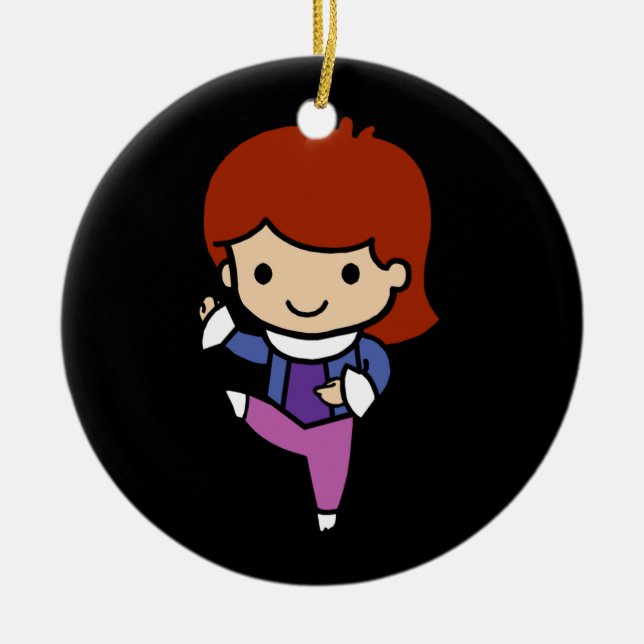 Cute Dancer, jazz / ballet Ceramic Tree Decoration (Front)