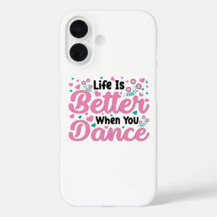 Cute Dancer Saying Pink & Teal Confetti iPhone 16 Case