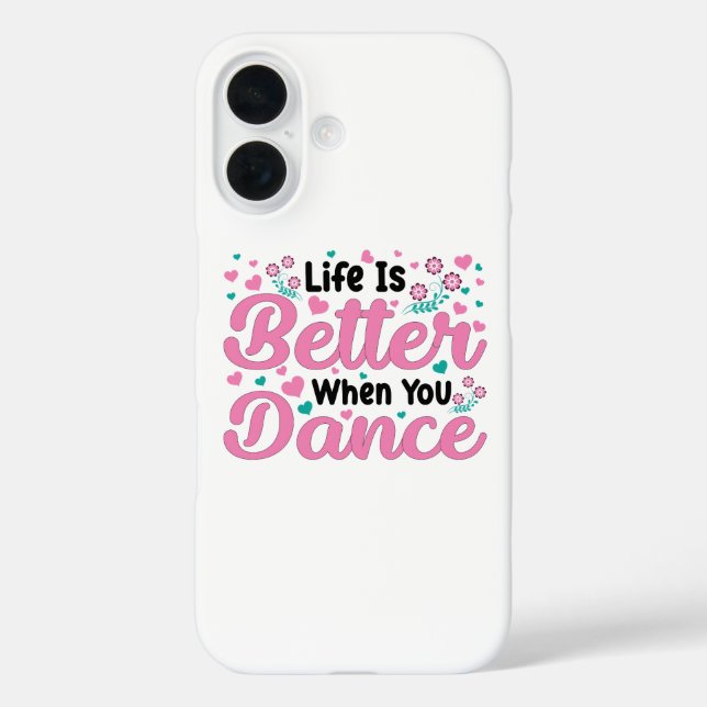 Cute Dancer Saying Pink & Teal Confetti Case-Mate iPhone Case (Back)