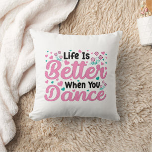 Cute Dancer Saying Pink & Teal Confetti Cushion