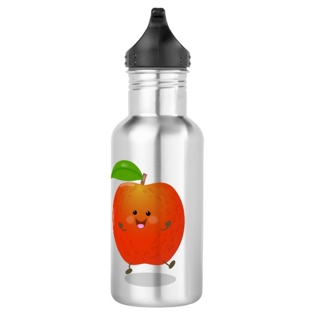 Cute dancing apple cartoon illustration 532 ml water bottle (Right)