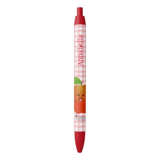 Cute dancing apple cartoon illustration black ink pen (Front Vertical)