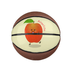 Cute dancing apple cartoon illustration mini basketball