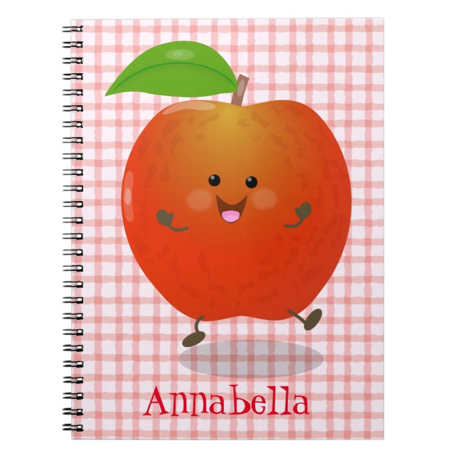 Cute dancing apple cartoon illustration notebook (Front)