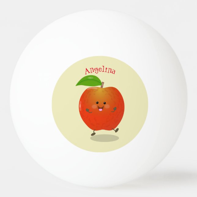 Cute dancing apple cartoon illustration ping pong ball (Front)