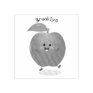 Cute dancing apple cartoon illustration rubber stamp