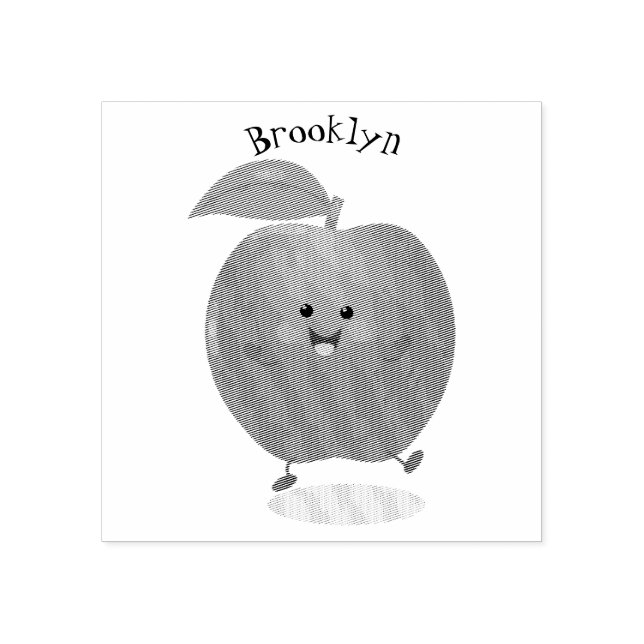 Cute dancing apple cartoon illustration rubber stamp (Imprint)