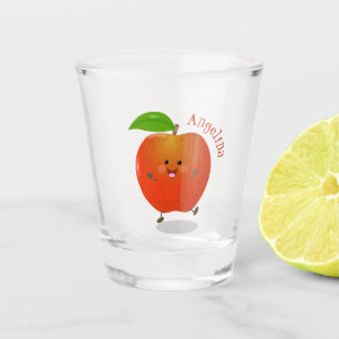 Cute dancing apple cartoon illustration shot glass