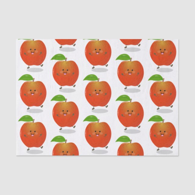 Cute dancing apple cartoon illustration tissue paper (Front)